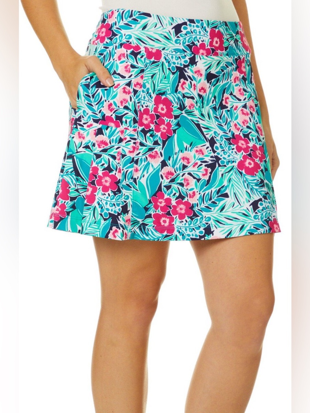 Lillie Green Women’s Golf Skort Size Medium Tropical Floral Print Pickleball EUC